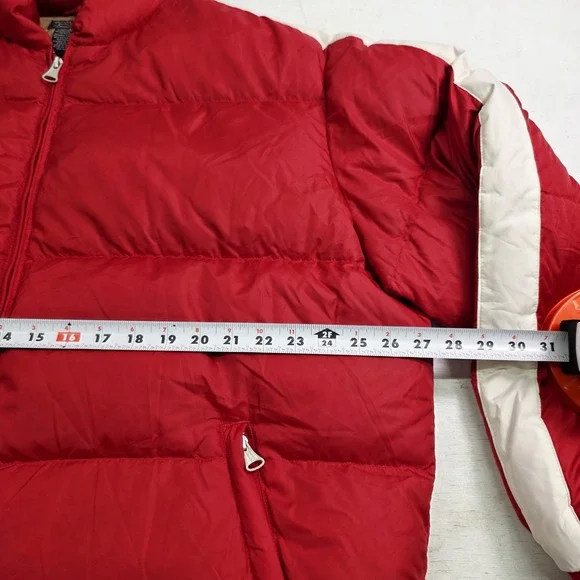 Vintage Polo Ralph Lauren Red White Stripe Down Puffer Jacket Coat Men's XL EUC